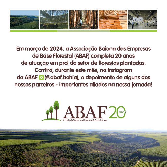 ABAF celebra duas décadas de conquistas em prol do setor de base florestal e expressa sua gratidão a todos os colaboradores
