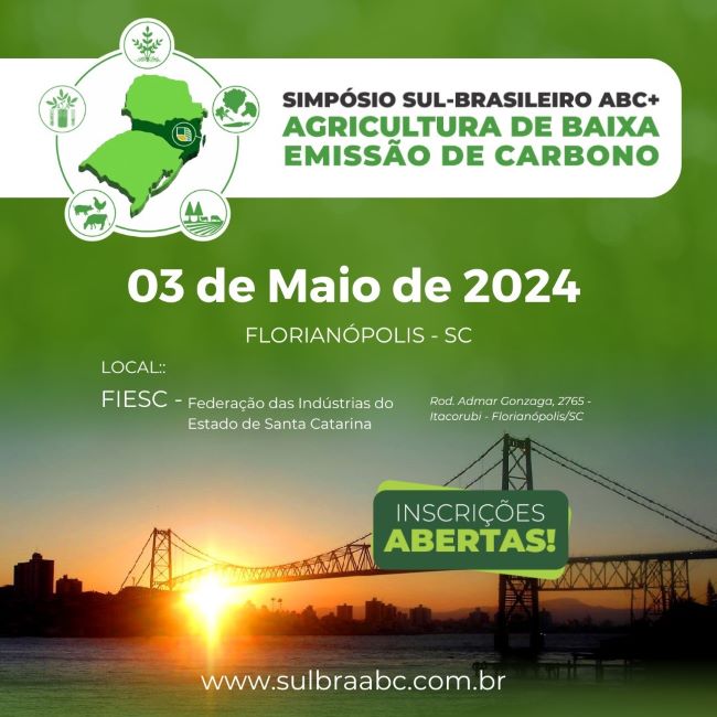 Simpósio Sul Brasileiro ABC+ abordará em maio a Agricultura de Baixa Emissão de Carbono