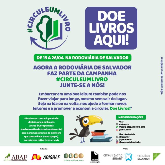 ABAF busca parcerias para distribuir livros do projeto #CirculeUmLivro na Bahia