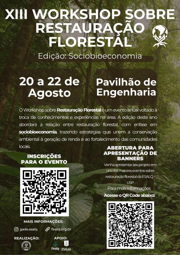 XIII Workshop sobre Restauração Florestal debate sociobioeconomia e restauração ecológica
